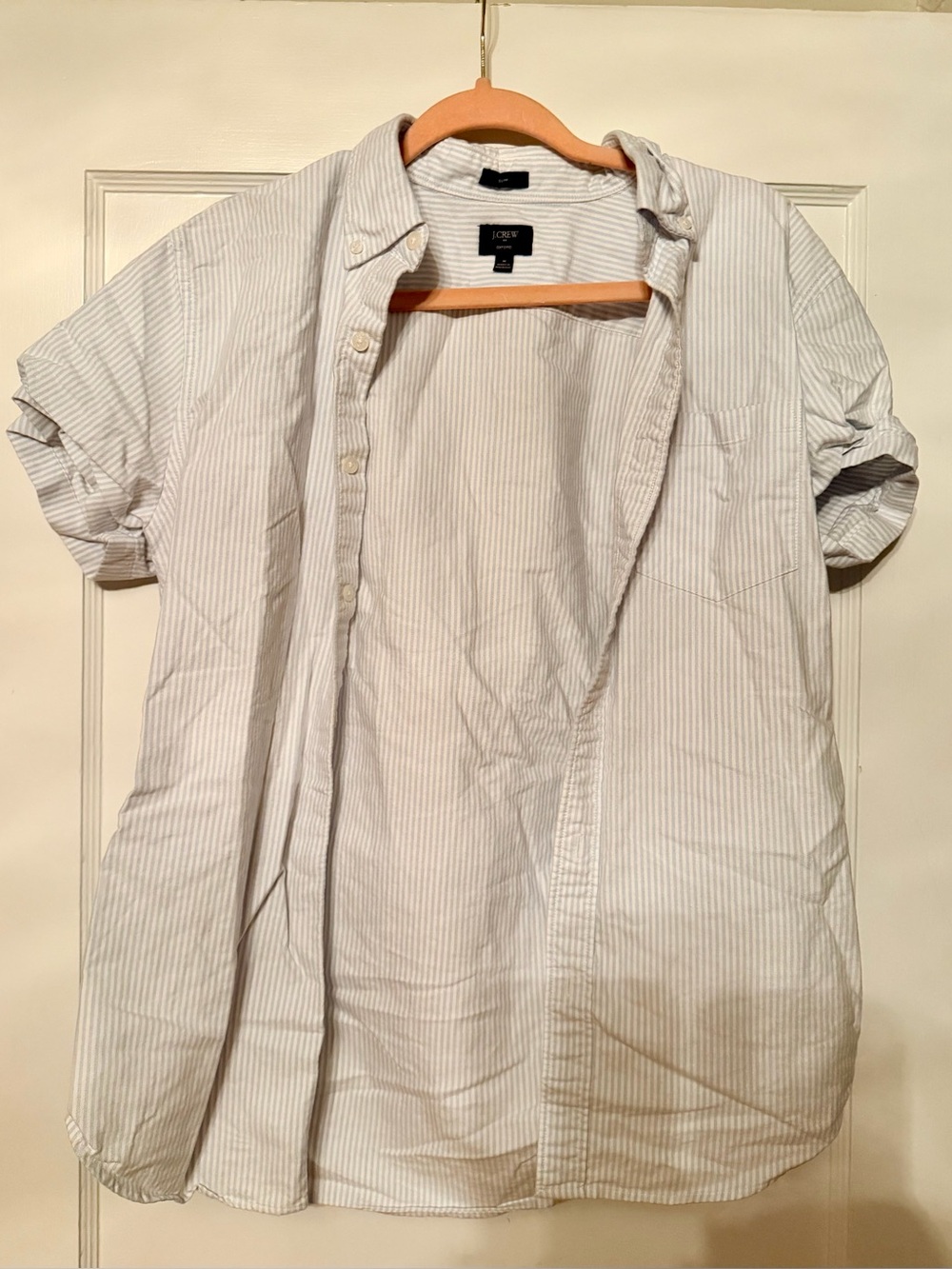 J.Crew Oxford Slim Men’s Button Up Short Sleeve Shirt - Blue/White Stripe (Sz M)